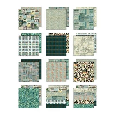 Tim Holtz - Cardstock - Palette Collection - Teal- 12" x 12" Paper Pack - TH94461 - 12 sheets