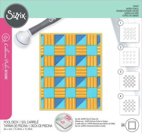 Sizzix - Catherine Pooler design - Stencil - Pool Deck  - 666663 - 4 pcs