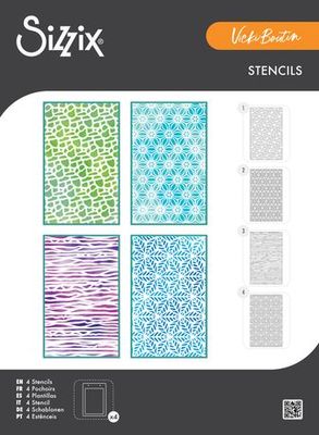 Sizzix - By Vicki Boutin - Stencil - Textures - A6 - 667083 - 4 Pcs