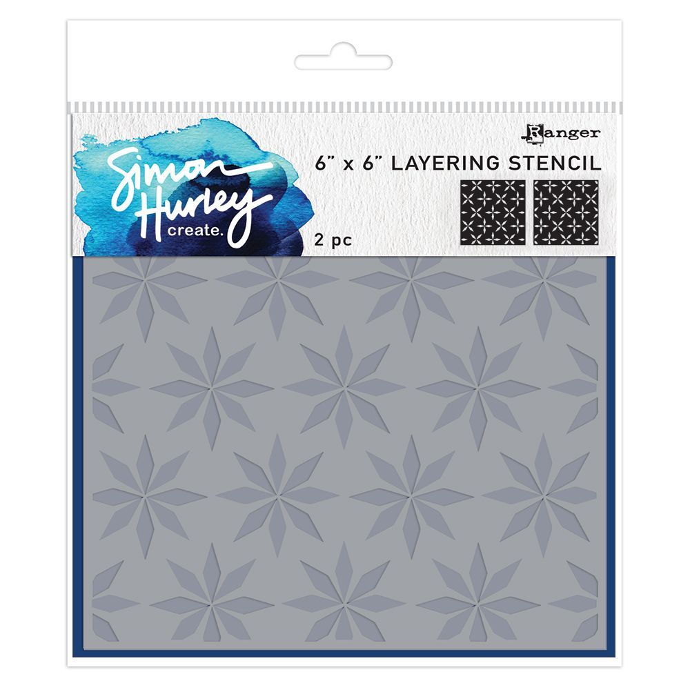 Simon Hurley &amp; Ranger - Stencil - 6" x 6" - Spiral Stars - HUS86710