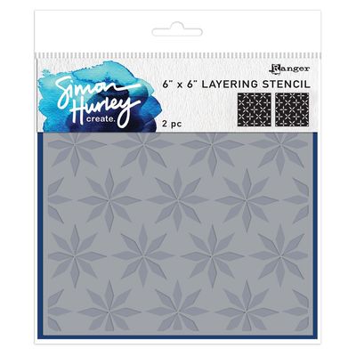 Simon Hurley &amp; Ranger - Stencil - 6" x 6" - Spiral Stars - HUS86710