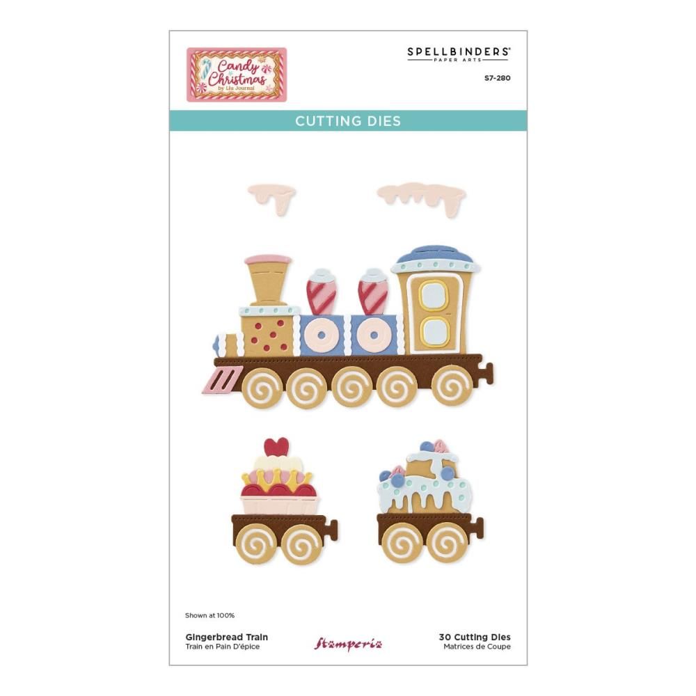 Spellbinders Paper Arts - Candy Christmas Collection - Designed by Stamperia - Gingerbread Train - S7-280 - 30 pcs