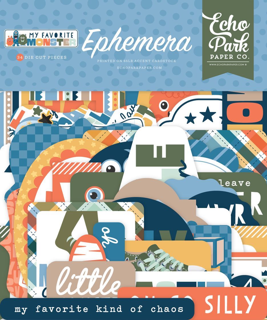 Echo Park paper Company - My Favorite Monster Collection - Ephemera Die Cuts - MFM499024 - 34 pcs