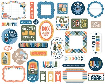 Echo Park paper Company - My Favorite Monster Collection - Ephemera Die Cuts - MFM499024 - 34 pcs
