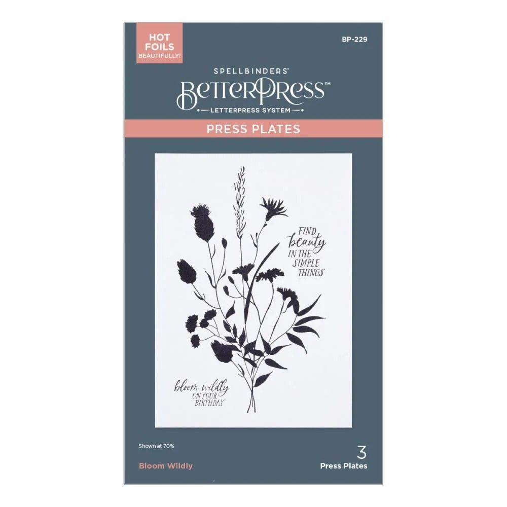 Spellbinders Paper Arts - Press Plate - Bloom Wildly - BP-229 - 3pcs