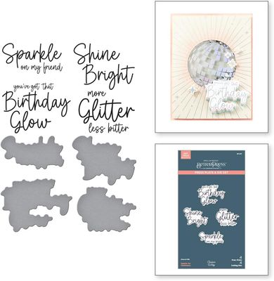 Spellbinders Paper Arts - Press Plate &amp; Die Set - Shine Bright Collection - By Carissa Wiley - Sparkle On Sentiments - BP-207 - 4 Press Plates &amp; 4 Dies