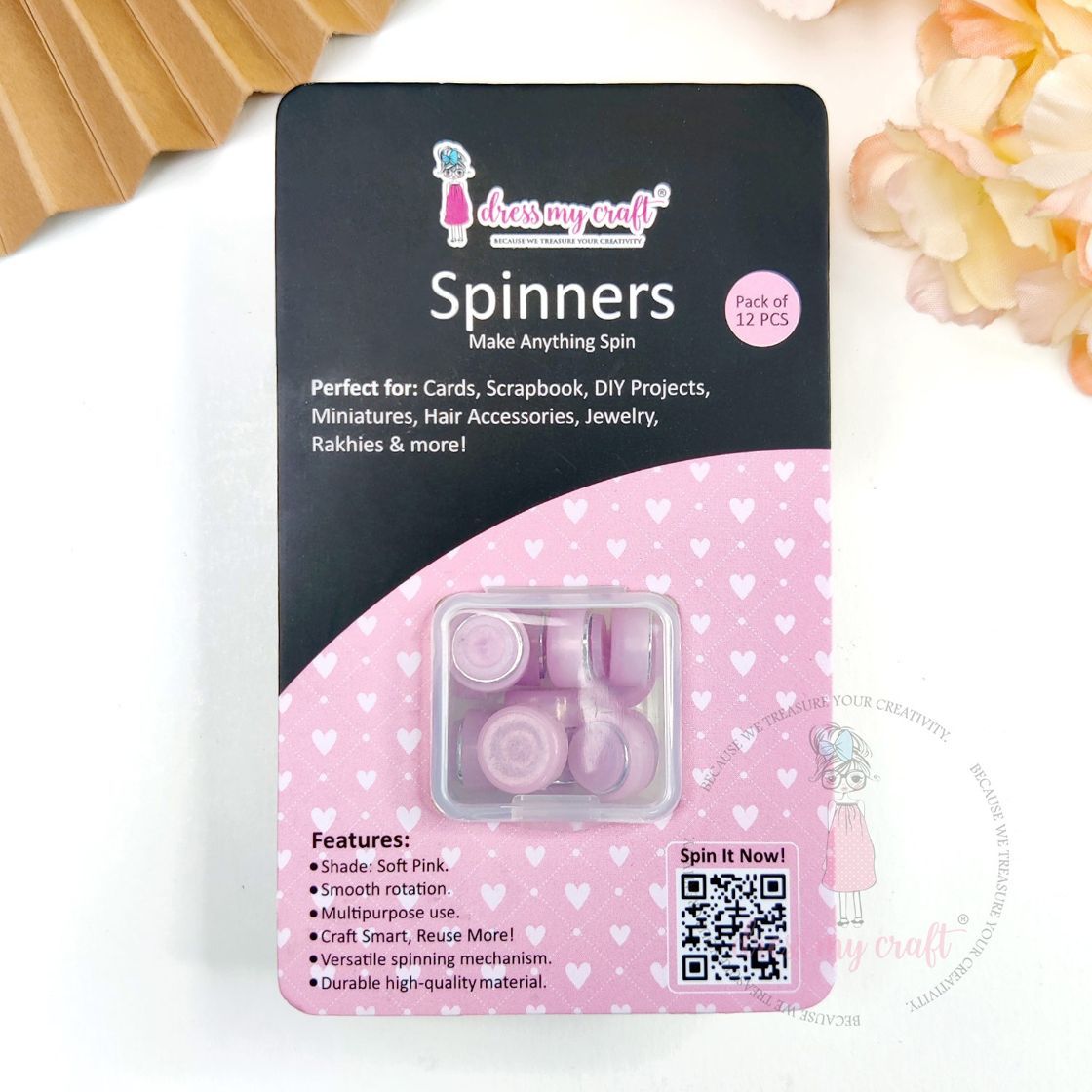 Dress My Craft - Spinners - Pink - DMCA9586 - 12 PCs