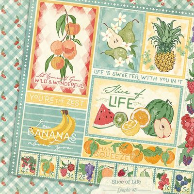 Graphic 45 - Slice of Life Collection - 12 x12 Paper Pack - 4503230- 12 sheets