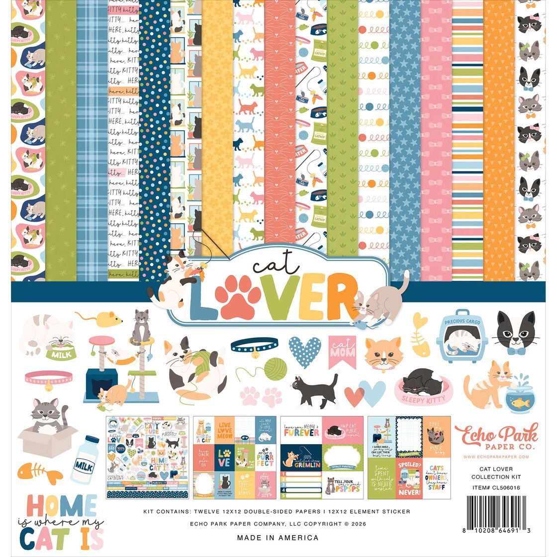 Echo Park Paper Co - Cat Lover Collection - 12 x 12 Paper Pack - CL506016