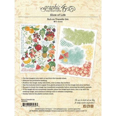 Graphic 45 - Slice of Life Collection - Rub On Transfers - 4503235 - 2 sheets