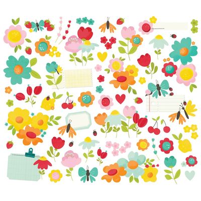 Simple Stories - Sweet Summertime Collection - Bits & Pieces - Floral - 26821 - 61 pcs