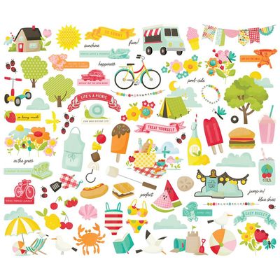 Simple Stories - Sweet Summertime Collection - Bits & Pieces - 26819 - 80 pcs