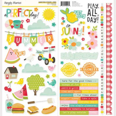 Simple Stories - Sweet Summertime Collection - 12 x 12" Paper Pack - 12 Sheets plus sticker sheet - 26800