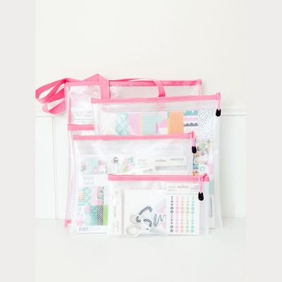 Simple Stories - Storage - Craft Storage Bags - Zippered - Large - Pink - 14" x 14" - 25687