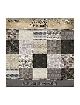 Tim Holtz - Cardstock - Palette Collection - Charcoal - 12" x 12" Paper Pack - TH94465 - 12 sheets