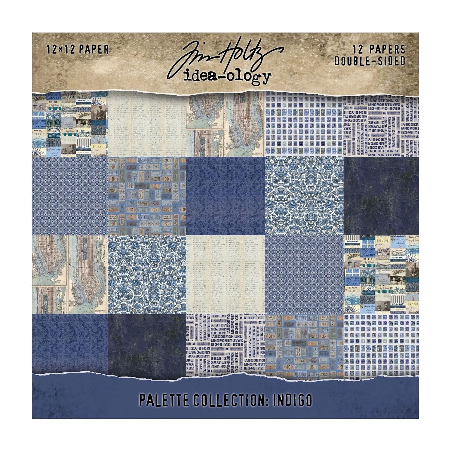 Tim Holtz - Cardstock - Palette Collection - Indigo - 12" x 12" Paper Pack - TH94462 - 12 sheets