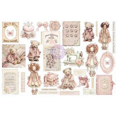 Prima Marketing - Buttons &amp; Keepsakes Collection - Ephemera Pieces - with Foil - 982409 - 64 pcs