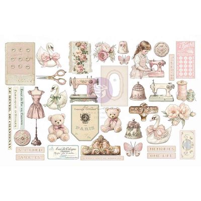 Prima Marketing - Buttons &amp; Keepsakes Collection - Ephemera - Stitched Clippings - 982393 - 76 pcs
