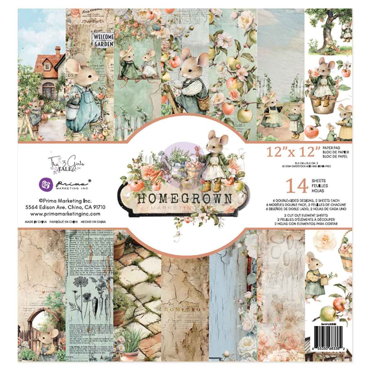 Prima Marketing - Homegrown Collection - Paper Pad - 12"x 12" - 683382 - 14 sheets