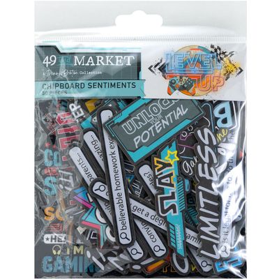 49 & Market - Level Up Collection - By Denis Bruton - Chipboard Set - DLU36657- 50 pcs