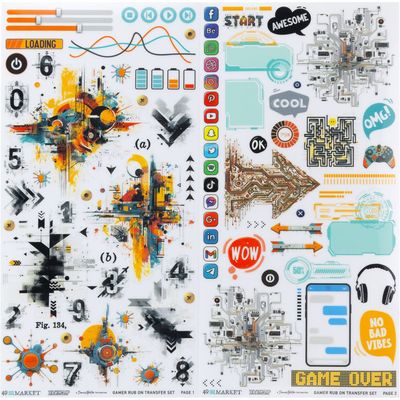 49 & Market - Level Up Collection - By Denis Bruton - Rub On Transfers - Gamer - 6" x 12" - DLU36602