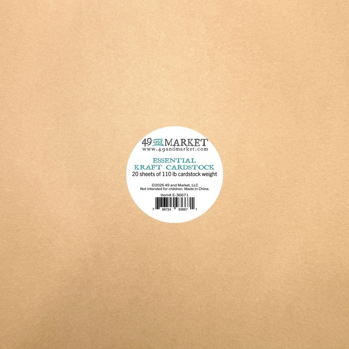 49 &amp; Market - 12 x 12 - Essentials - Cardstock - Kraft - E36671 - 20 sheets