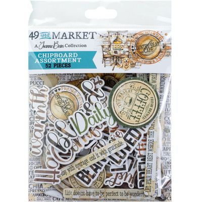 49 & Market - Country Heart Cafe Collection - By Joanne Bains - Chipboard Set - JCH36411 - 52 pcs