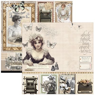 Ciao Bella - Typographic Collection - 12 x 12 Paper Pack -  12 Sheets - CBPM095