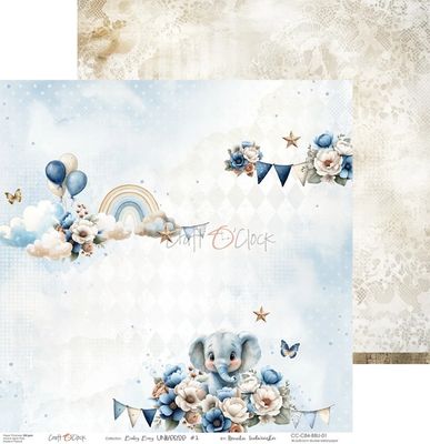 Craft O Clock - Baby Boy Universe - 12 x 12 Paper Pack - 6 Sheets - CC-C83-BBU-00