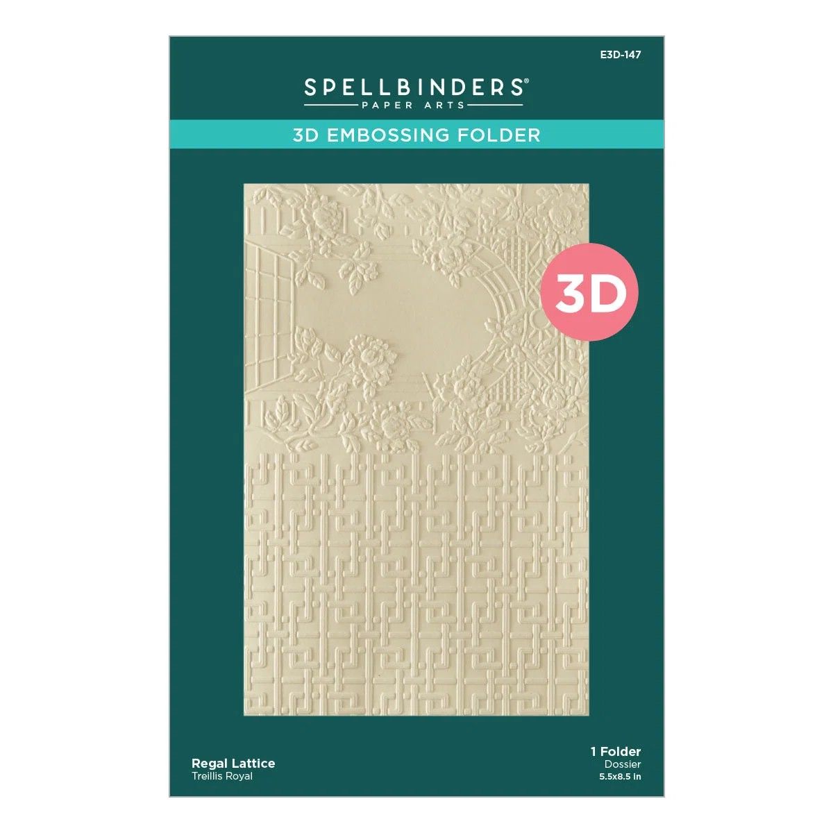 Spellbinders Paper Arts - Embossing Folder - 3D - Regal Reflections Collection - Regal Lattice - E3D-0147