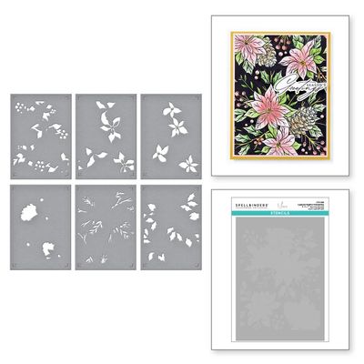 Spellbinders Paper Arts - Designed By Yana Smakula - Layering Stencil - Amaryllis Christmas Collection - STN-098 - 6.5" x 7" - 6 pcs