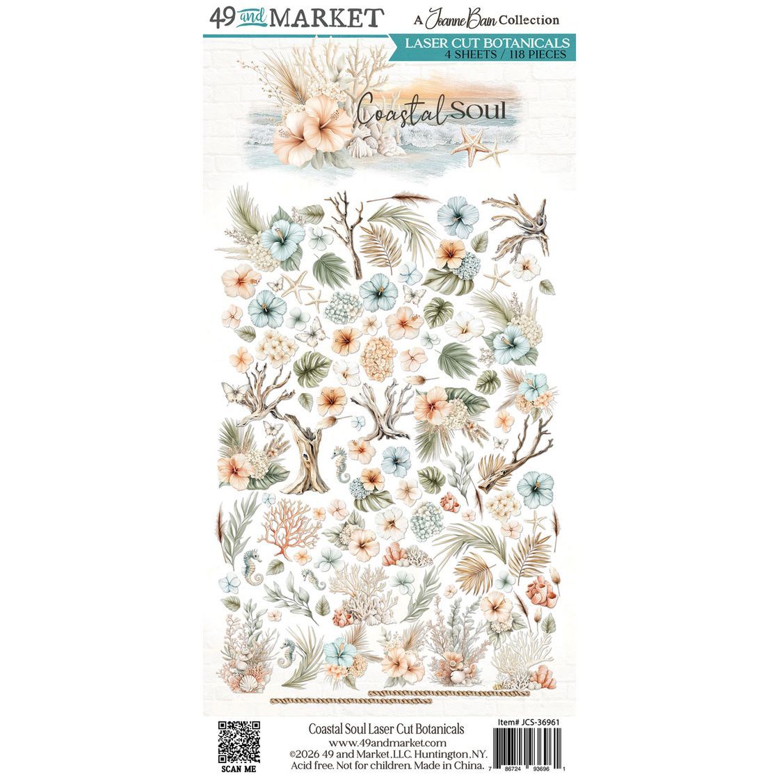 49 &amp; Market - By Joanne Bain - Coastal Soul Collection - Laser  Cut Elements - Botanicals - JCS36961 - 118 pcs