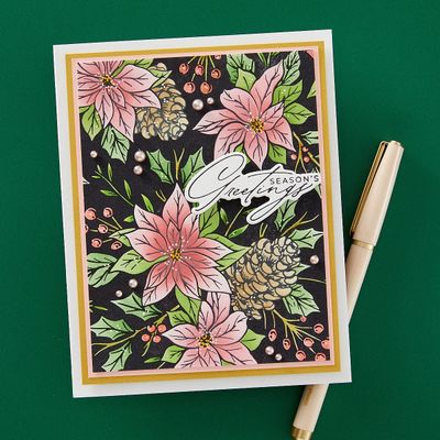 Spellbinders Paper Arts - Designed By Yana Smakula - Bundle - Amaryllis Christmas Collection - Press Plate &amp; Stencil - BD-0898 - 6.5" x 7" - 7 pcs