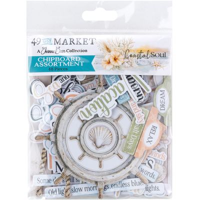 49 &amp; Market - Coastal Soul Collection - By Joanne Bain - Chipboard Set - JCS36992 - 48 pcs