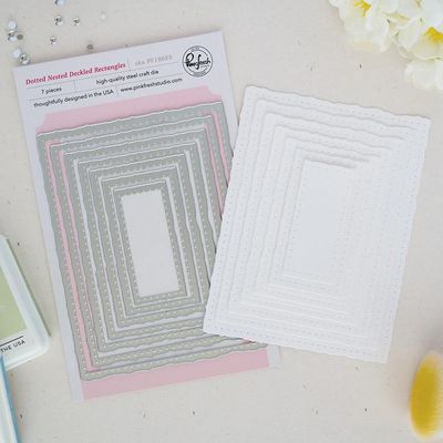PinkFresh Studio - Dotted Nested Deckled Rectangles _ PF186ES - 7 pcs