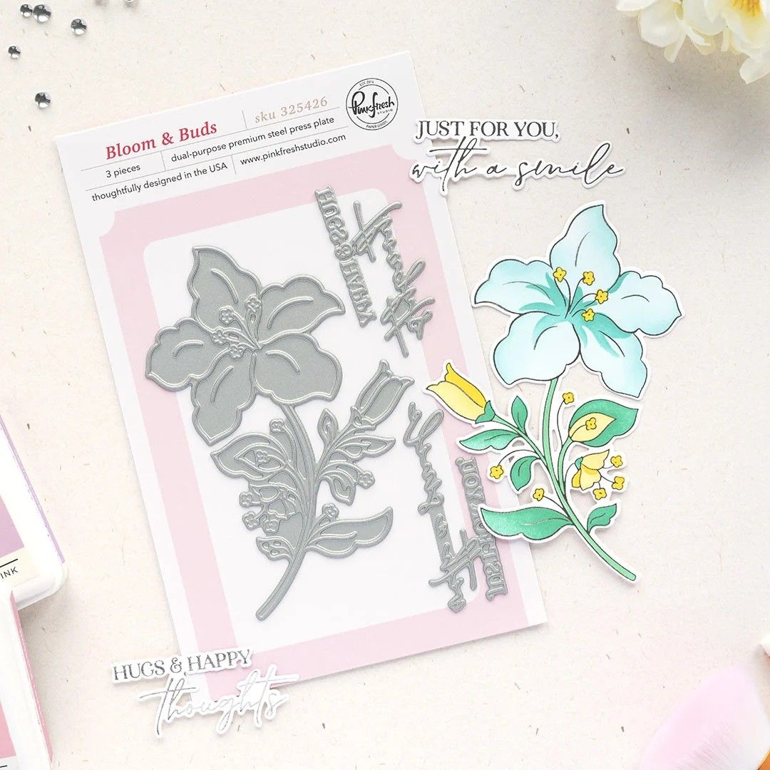 PinkFresh Studio - Bloom &amp; Buds Collection - Press Plate only  - 325426- 3 pcs