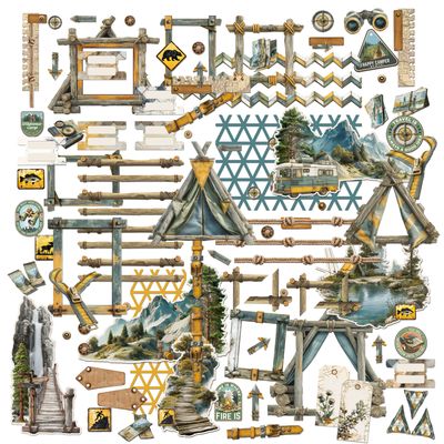 49 &amp; Market - A Dennis Bruton Collection - Campfire Memories -  Ephemera - Die Cuts - DCM37463 - 106 pcs