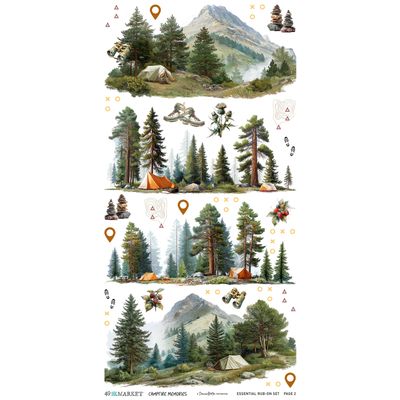 49 &amp; Market - A Dennis Bruton Collection - Campfire Memories - Rub On Transfers - Essential - 6" x 12" - DCM37432 - 2 Sheets