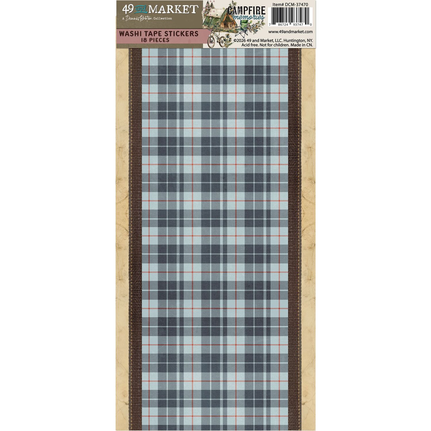 49 &amp; Market - A Denis Bruton Collection - Campfire Memories - Washi Tape Stickers - 6" x 12" - DCM37470 - 2 Sheets