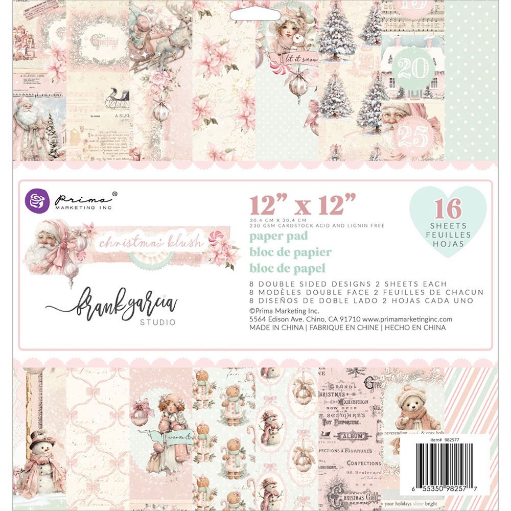 Prima Marketing - A Frank Garcia Collection - Christmas Blush - 12" x 12" Paper Pack - 982577 - 16 Sheets