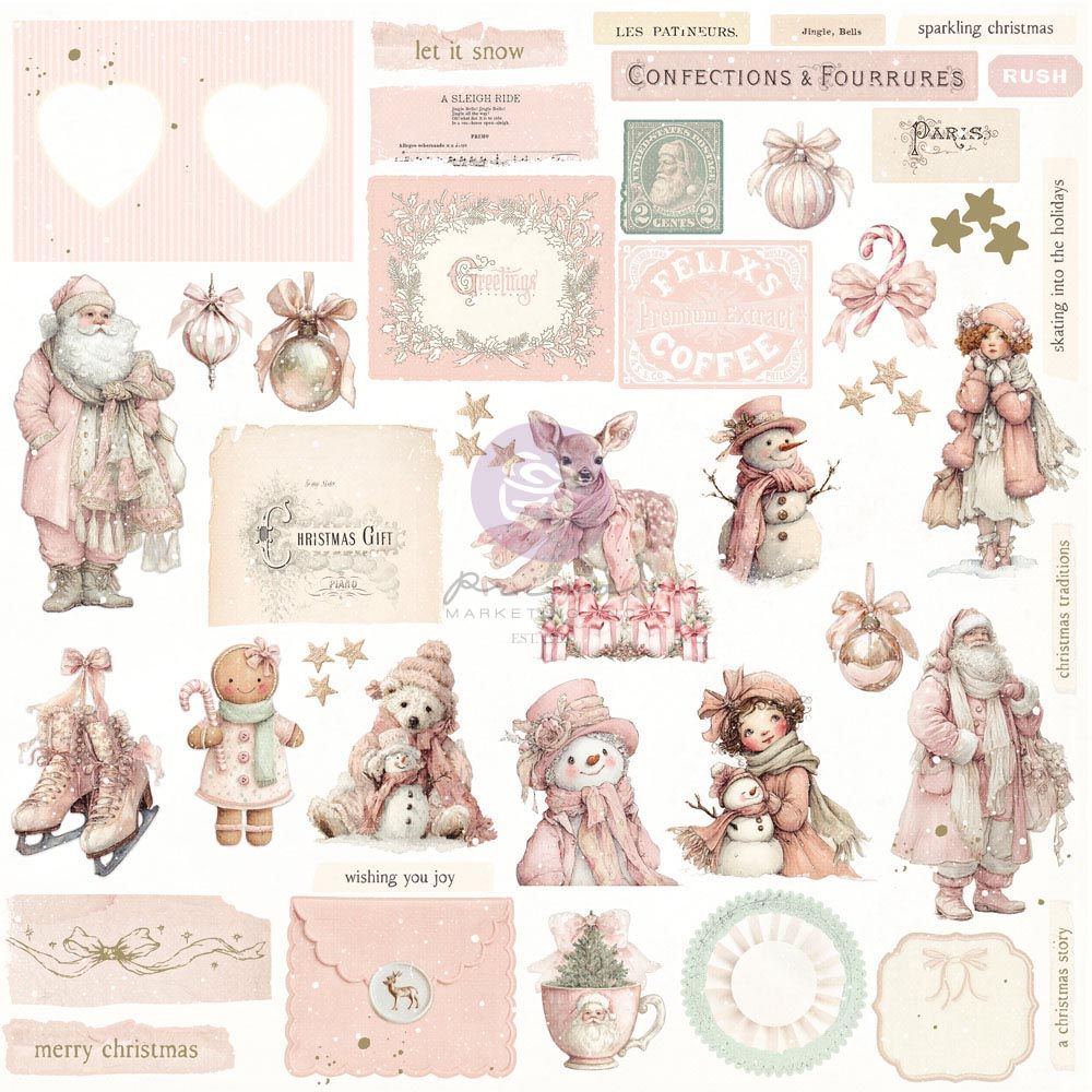 Prima Marketing - A Frank Garcia Collection - Christmas Blush  - Ephemera - 982591 - 100 pcs
