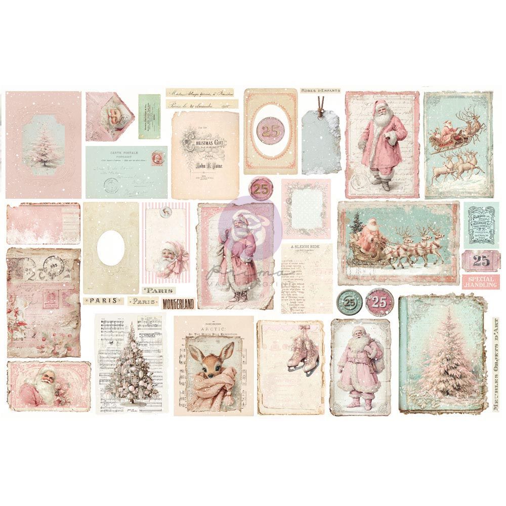 Prima Marketing -  A Frank Garcia Collection - Christmas Blush Ephemera - Junk Journal Pack - 982621 - 76 pcs