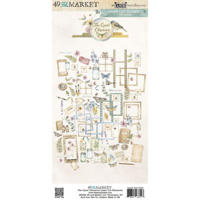 49 &amp; Market - An Art House Whimsy Collection - The Quiet Observer - Laser Cut Elements - 6" x 12" - TQO37197 - 117 pcs