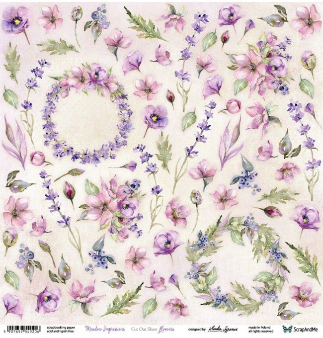 ScrapAndMe - Meadow Impressions - Fussy Cutting  12 x 12 Sheet