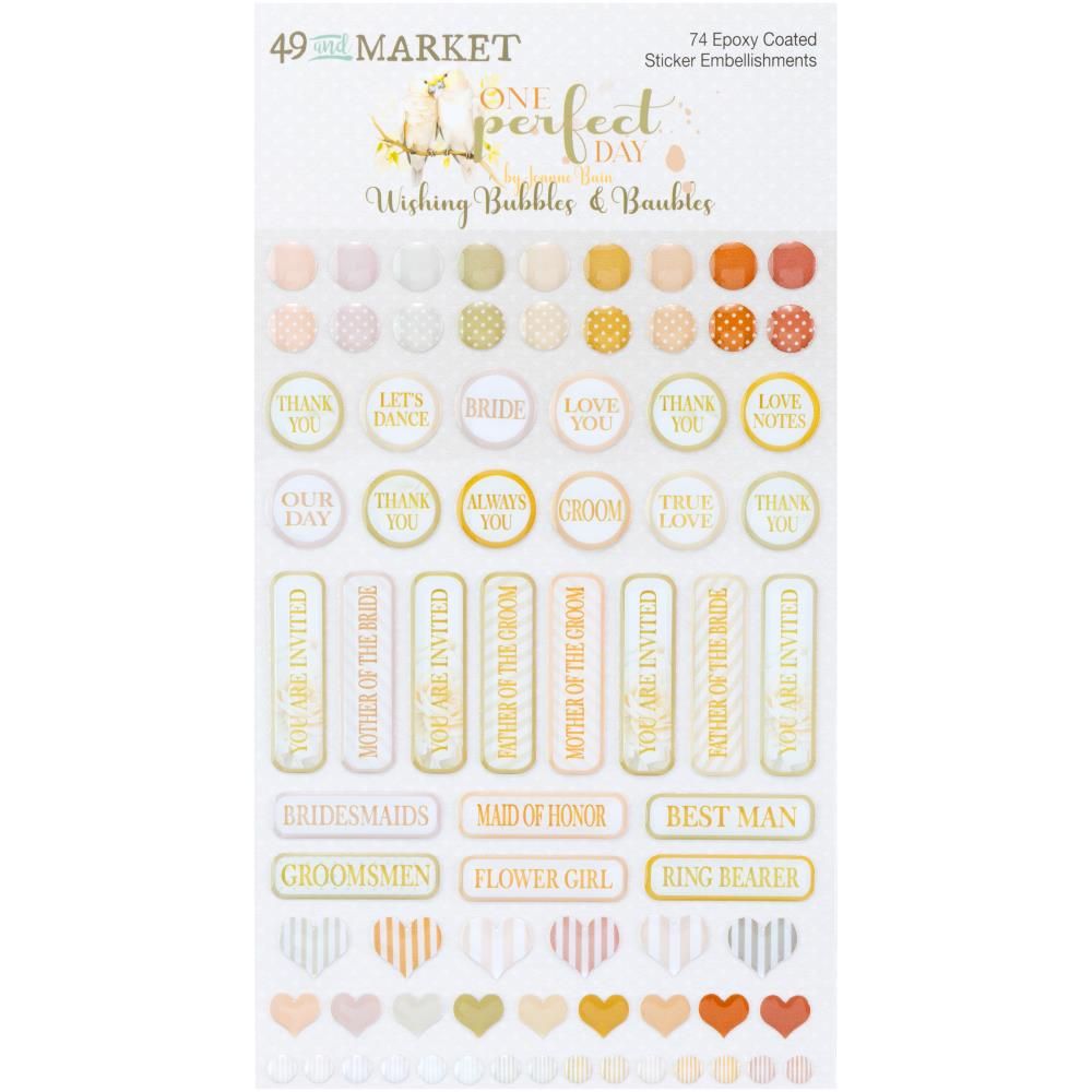 49 &amp; Market - One Perfect Day Collection - Wishing Bubbles - Epoxy Stickers - OFD30976 - 74pcs