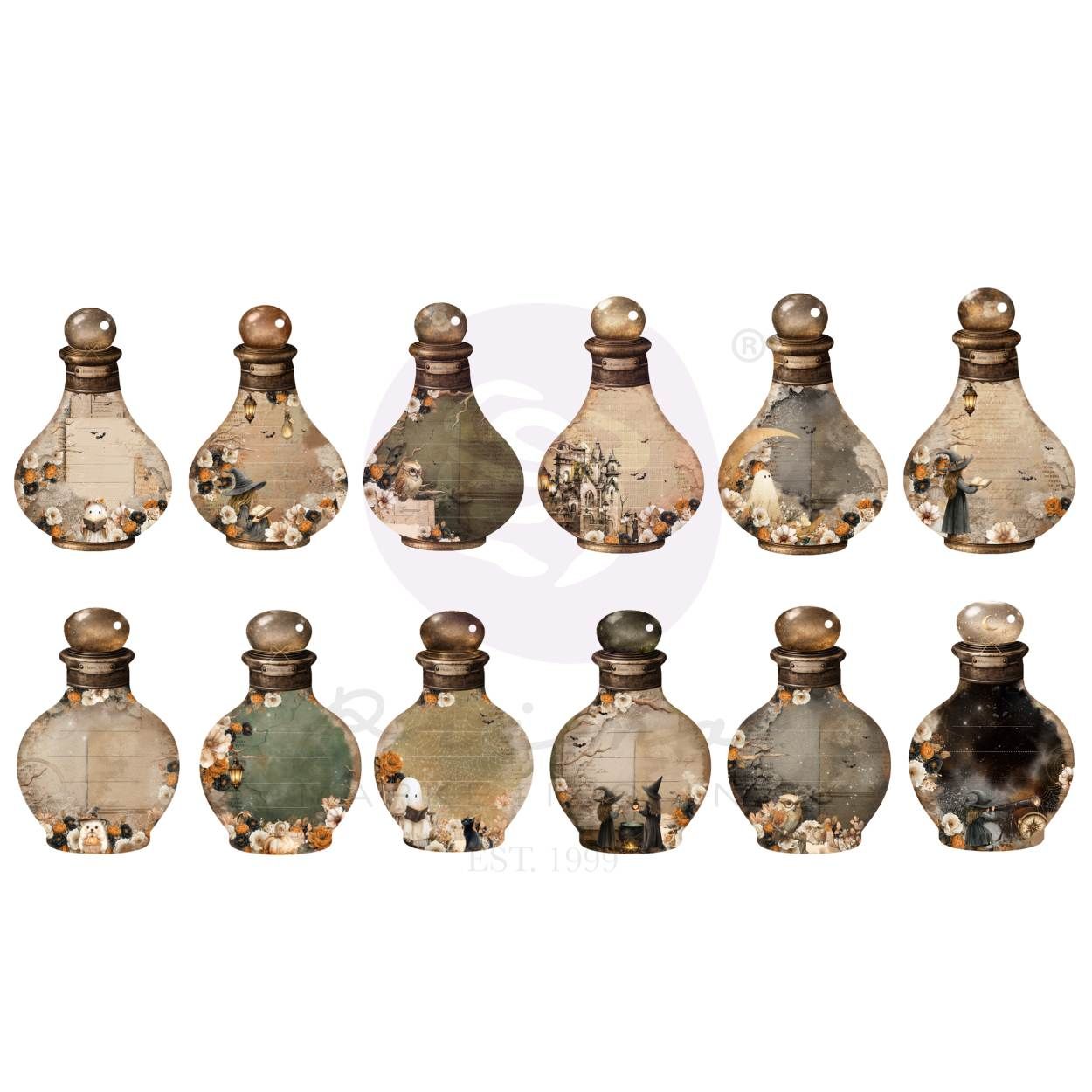 Prima Marketing - The 3 Girls Tales - Made of Magic Collection - Potion Bottle Tag Pad - 684877 - 36 pcs