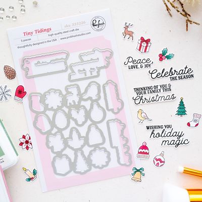 PinkFresh Studio - Season of Wonder Collection - Bundle - Tiny Tidings - Stamp, Stencil &amp; Die - 333126, 333326, &amp; 333226