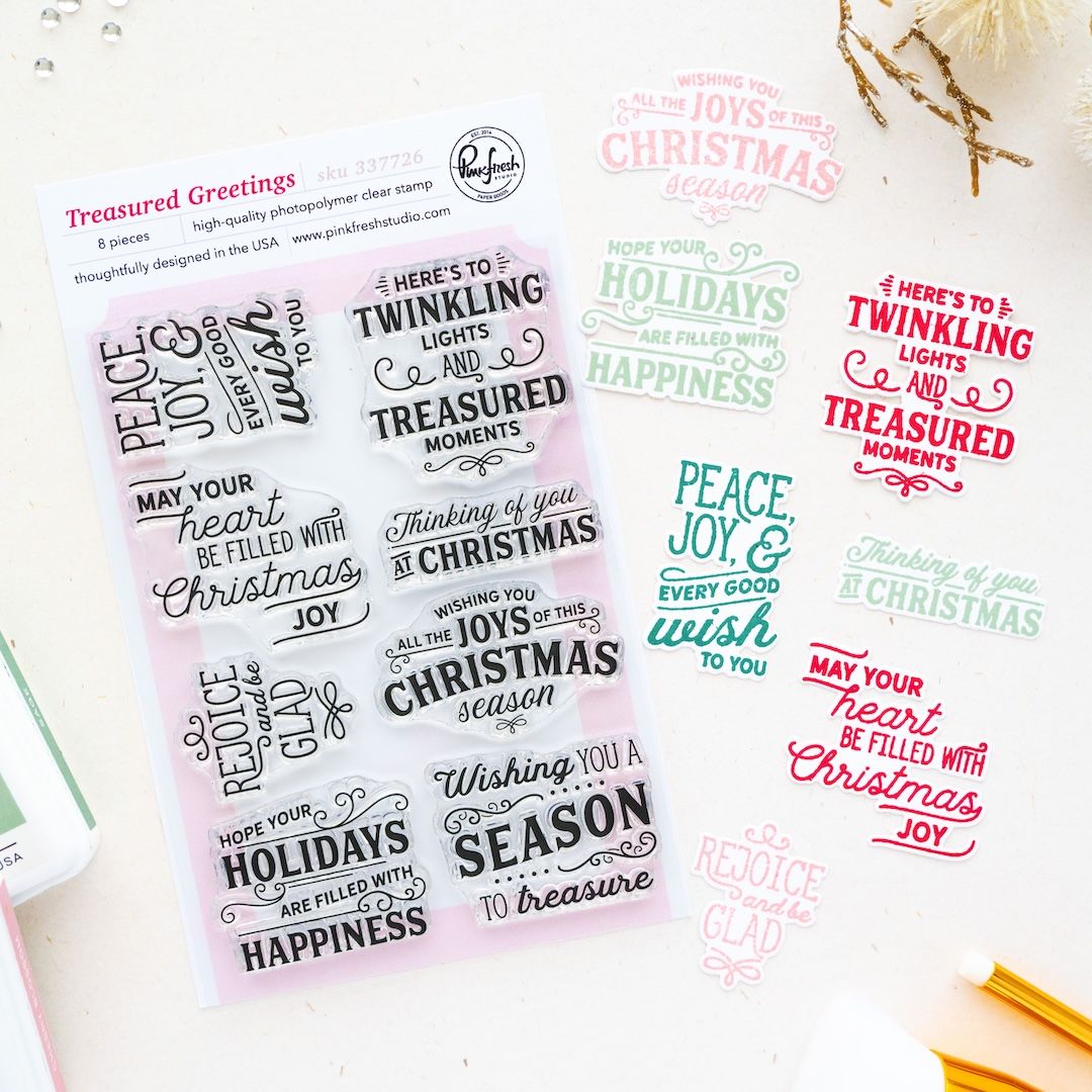 PinkFresh Studio - Season of Wonder Collection - Bundle - Treasured  Greetings - Stamp &amp; Die set - 337726 &amp; 337826