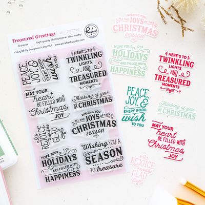 PinkFresh Studio - Season of Wonder Collection - Bundle - Treasured  Greetings - Stamp &amp; Die set - 337726 &amp; 337826