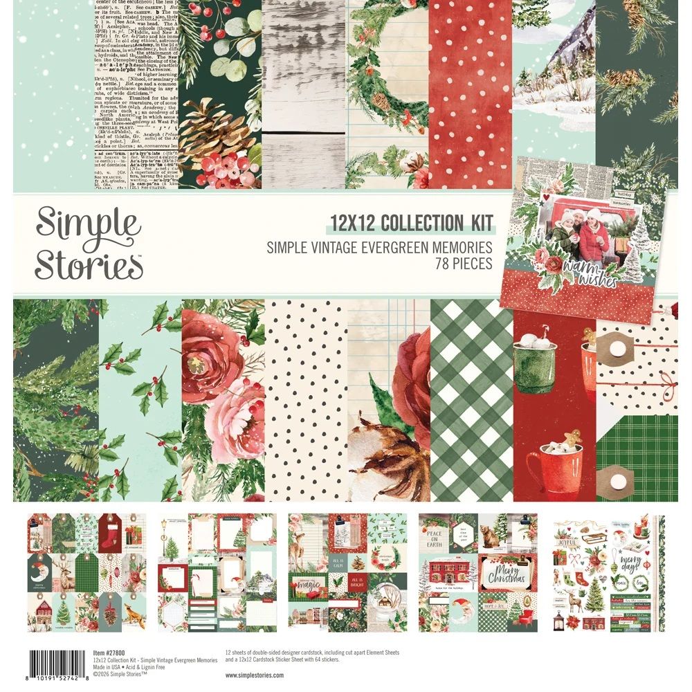 Simple Stories - Simple Vintage Evergreen Memories Collection - 12" x 12" Paper Pack - 27800 - 78 pcs
